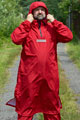 218 Куртка типа анорак с полукомбинезоном из ткани плащевой красной